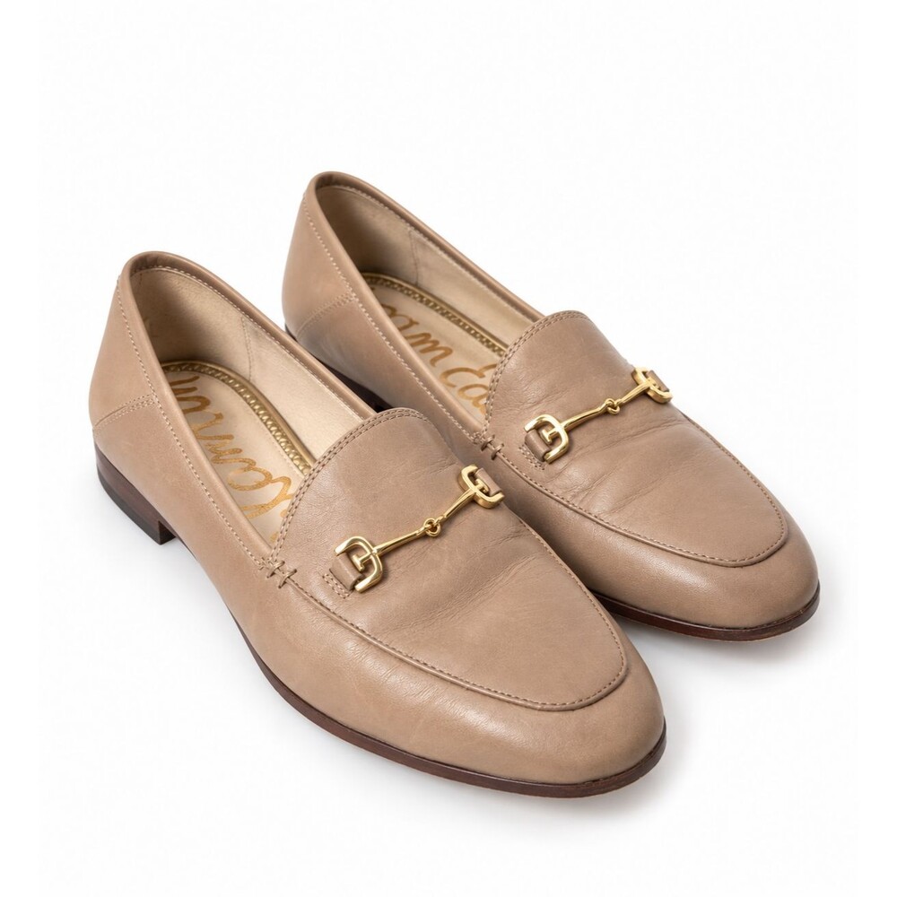 Sam Edelman Loraine Taupe Leather Loafers Women 7.5 Horsebit Flats Preppy